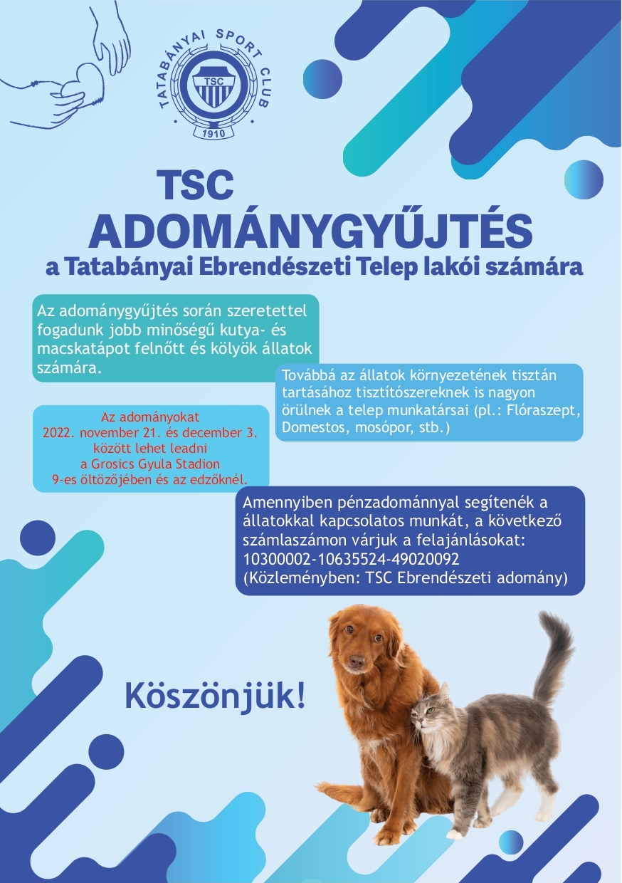 TSC adománygyűjtés a Tatabányai Ebrendészeti Telep lakói számára